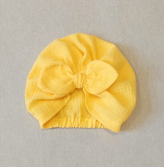 Turban cepure muslīna, dzeltena